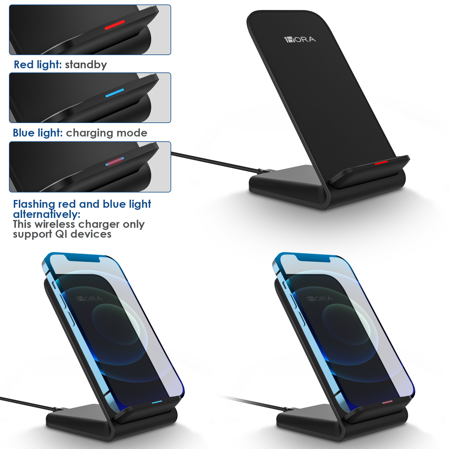 1HORA Stand Dual core Wireless Charger Black (GAR157)