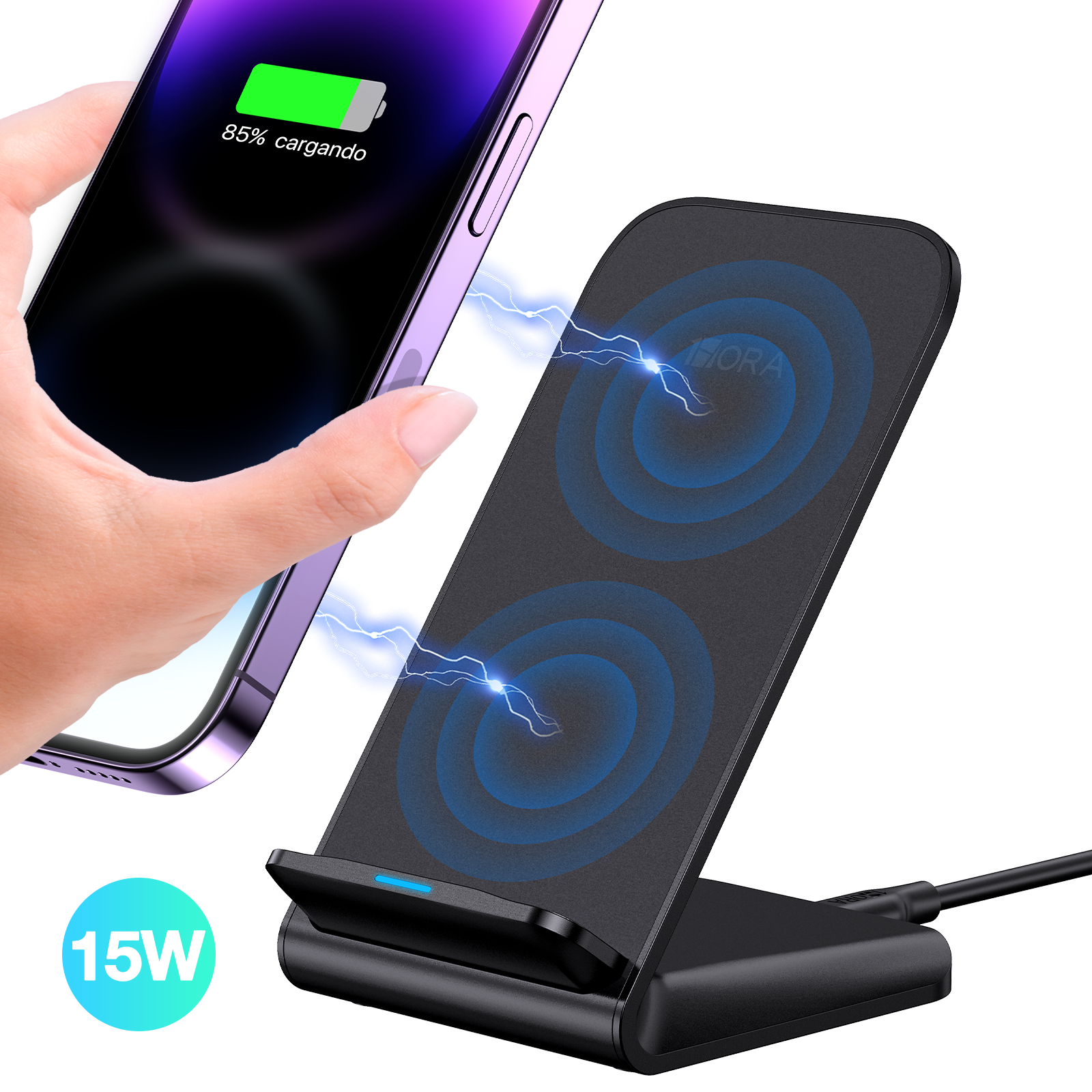 1HORA Stand Dual core Wireless Charger Black (GAR157)