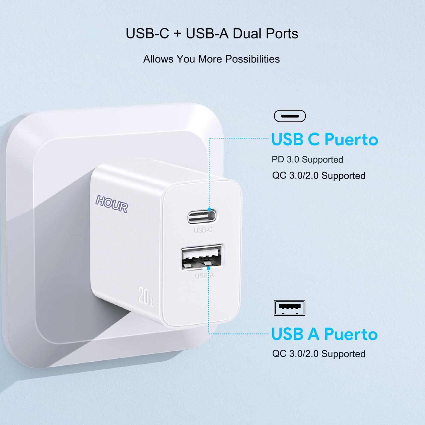 1HORA 20W Charger dual U+C White (GAR161B)