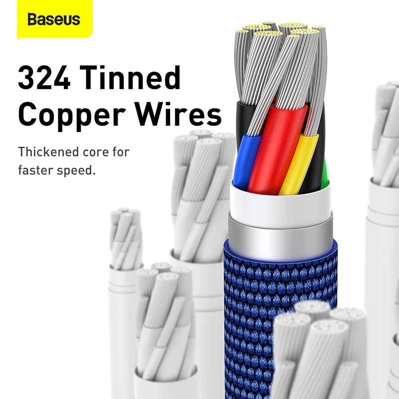 Baseus Crystal Shine Series Data Cable Fast Charging USB to iPhone 2.4A 1.2m Sky Blue