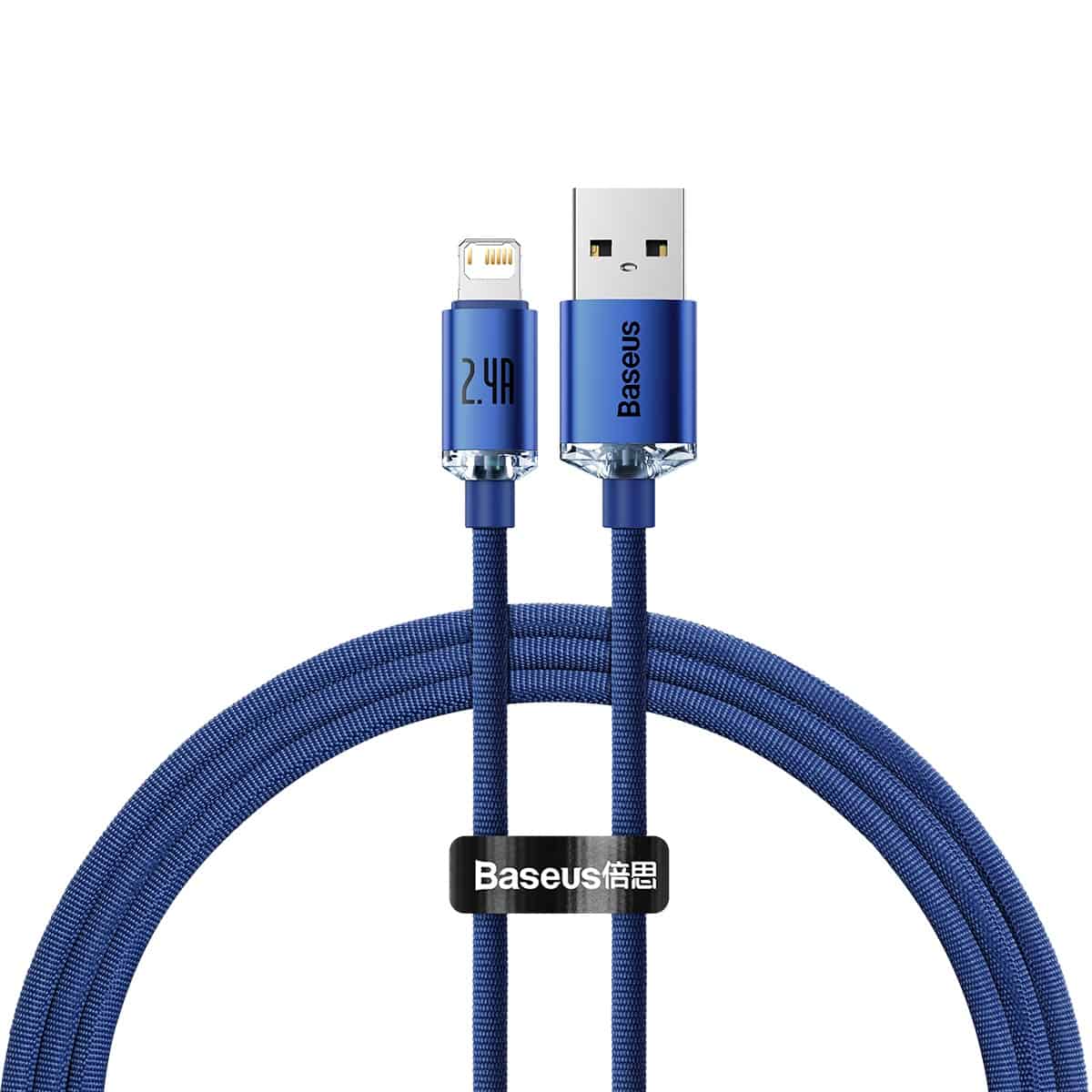 Baseus Crystal Shine Series Data Cable Fast Charging USB to iPhone 2.4A 1.2m Sky Blue