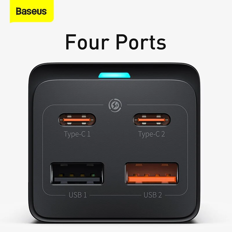Baseus GaN3 Pro Desktop Powerstrip AC+2U+2C 65W CN Fast Charging Type-C 100W Cable