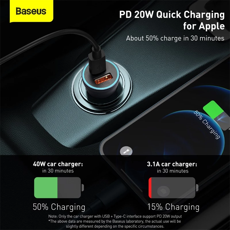 Baseus Golden Contactor Pro Dual Quick Car Charger U+C 40W