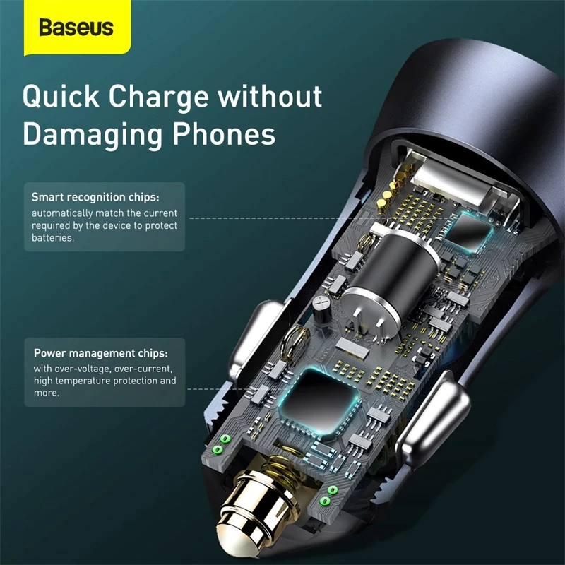 Baseus Golden Contactor Pro Dual Quick Car Charger U+C 40W