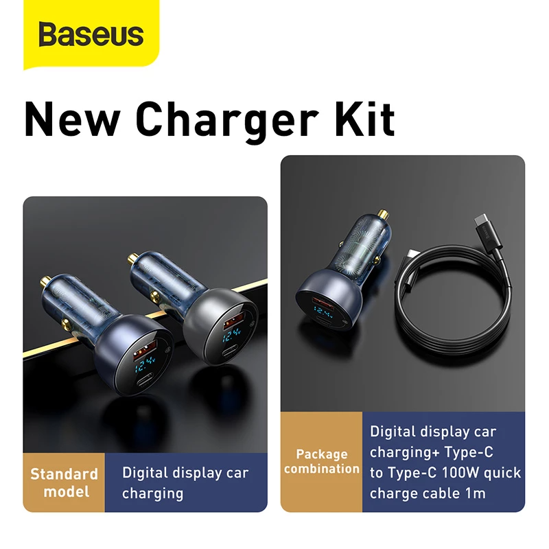 Baseus Particular 65W Digital Display QC+PPS Dual Quick Fast Car Charger
