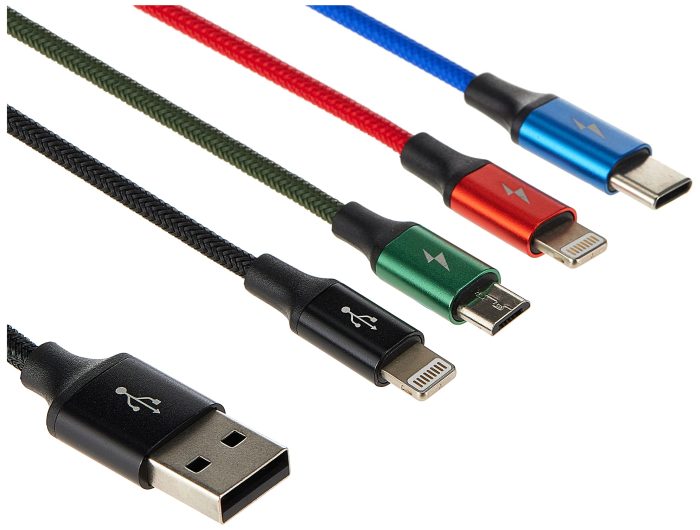 Baseus Fast 4-in-1 Cable For iPhone + Type-C (2) + Micro 3.5A 1.2m Black