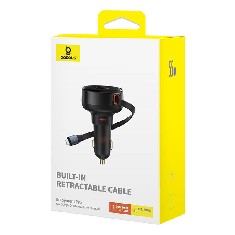 Baseus Enjoyment Pro Car Charger C+Retractable iP Cable 55W