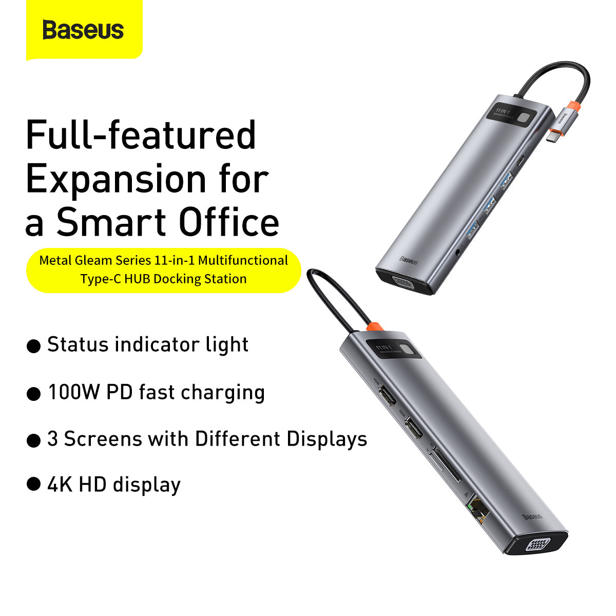 Baseus Metal Gleam Series 11 in 1 Type-C Multifunctional Hub