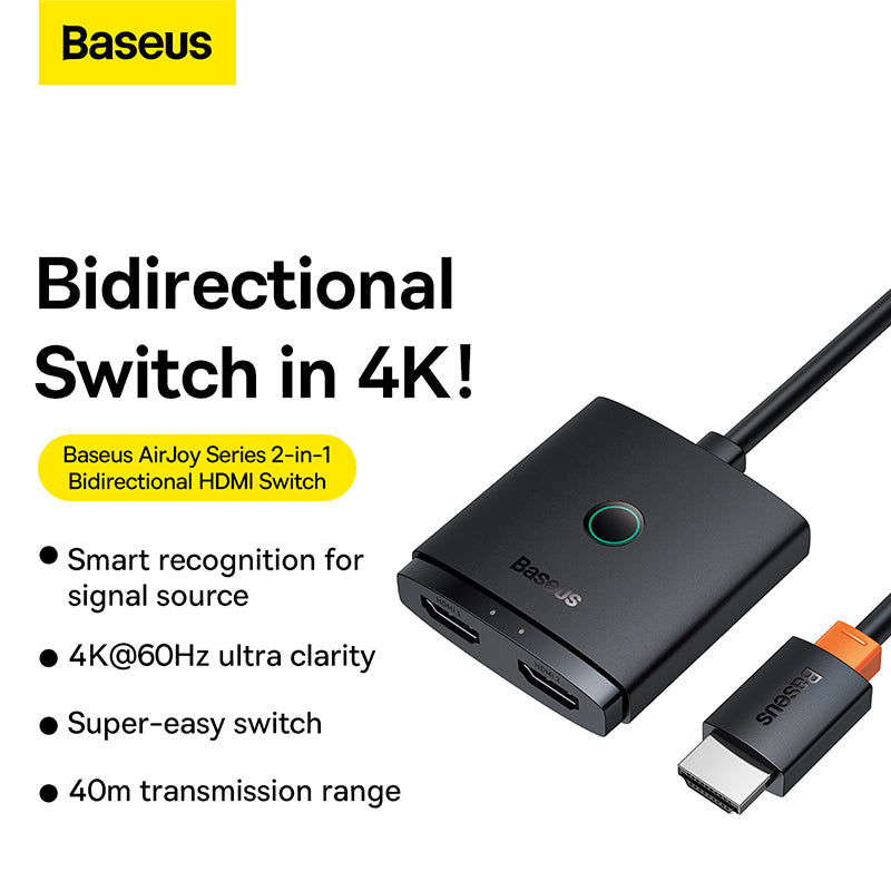 Baseus AirJoy Series 2-in-1 Bidirectional HDMI Switch Cluster Black