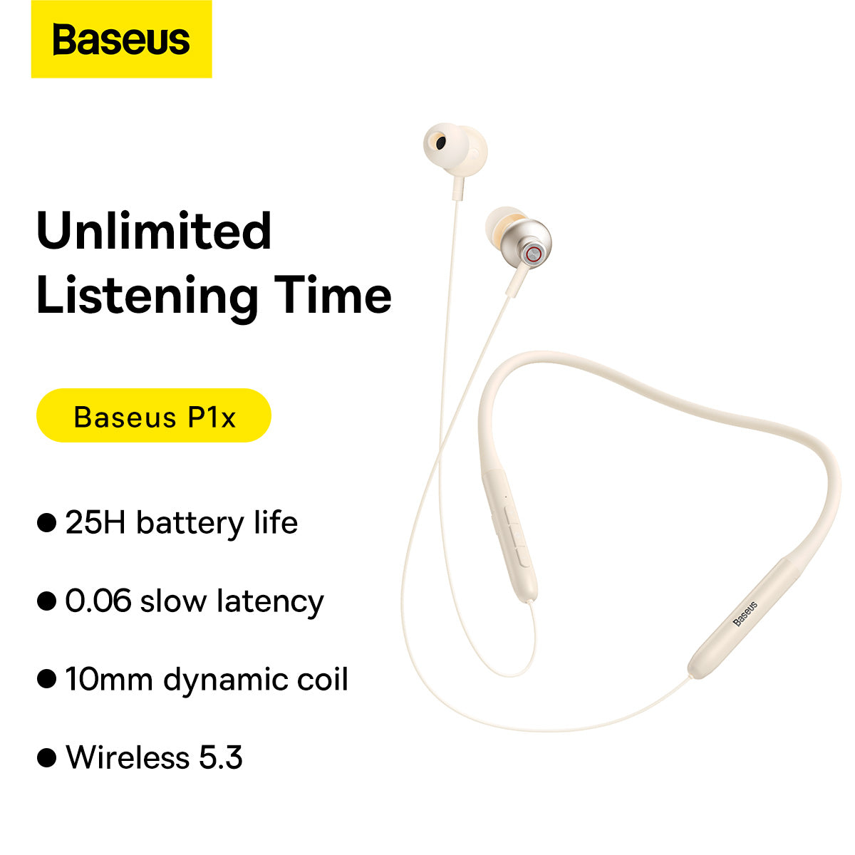 Baseus Bowie P1x In-Ear Neckband Wireless Earphones Black/Creamy White