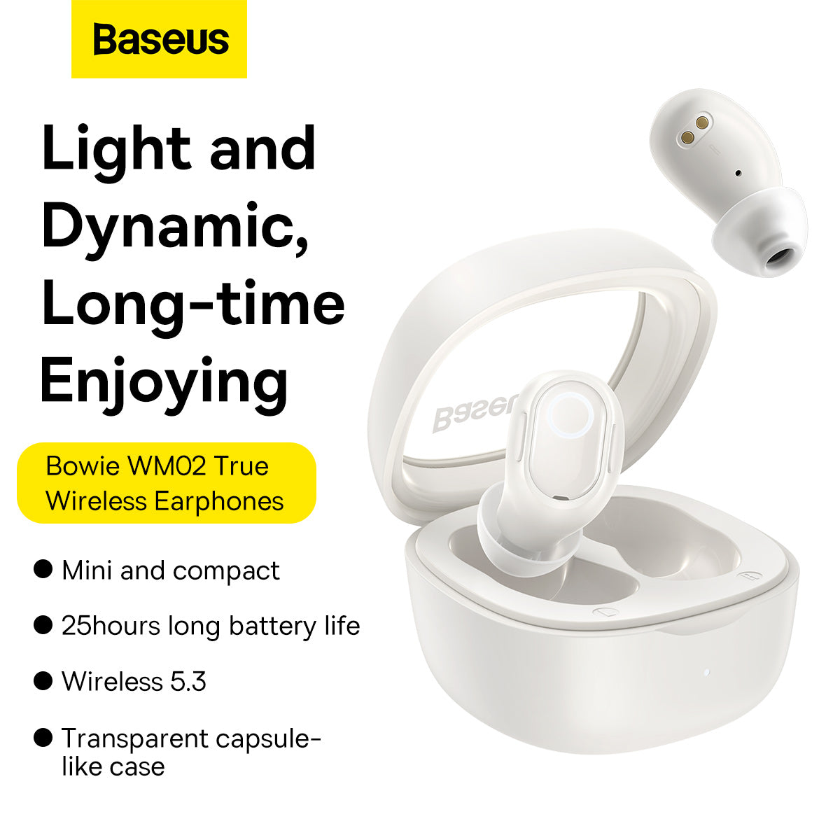 Baseus Bowie WM02 True Wireless Earphones Creamy-white