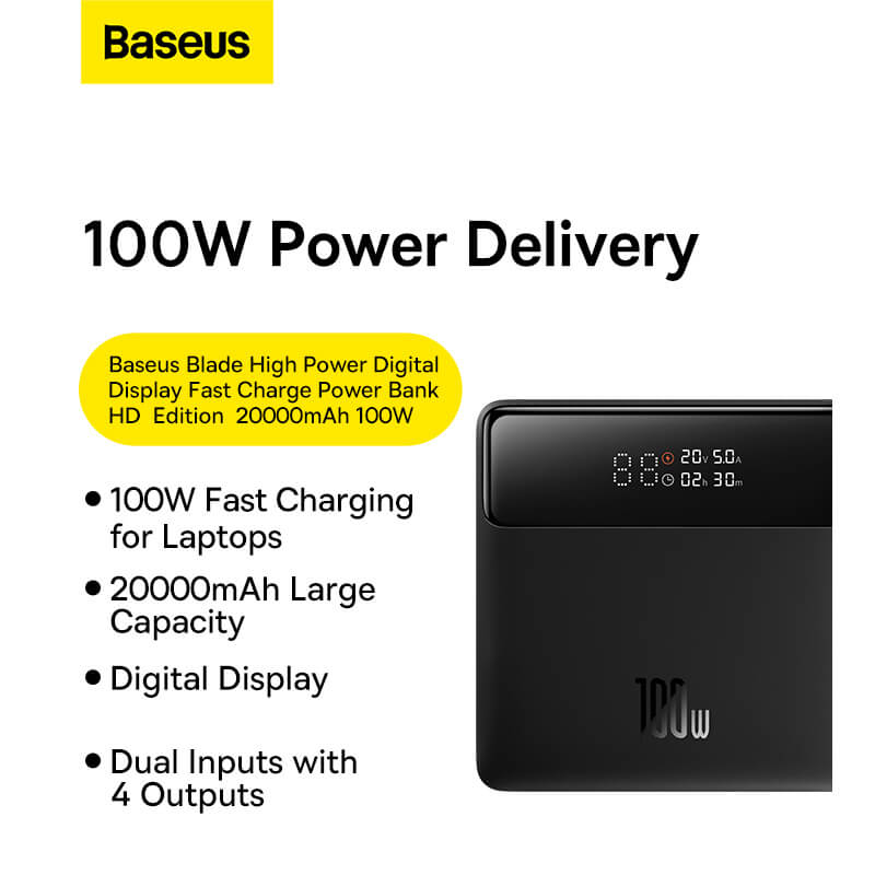 Baseus Blade Power Digital Display Fast Charging Power Bank HD Edition 20000mAh 100W