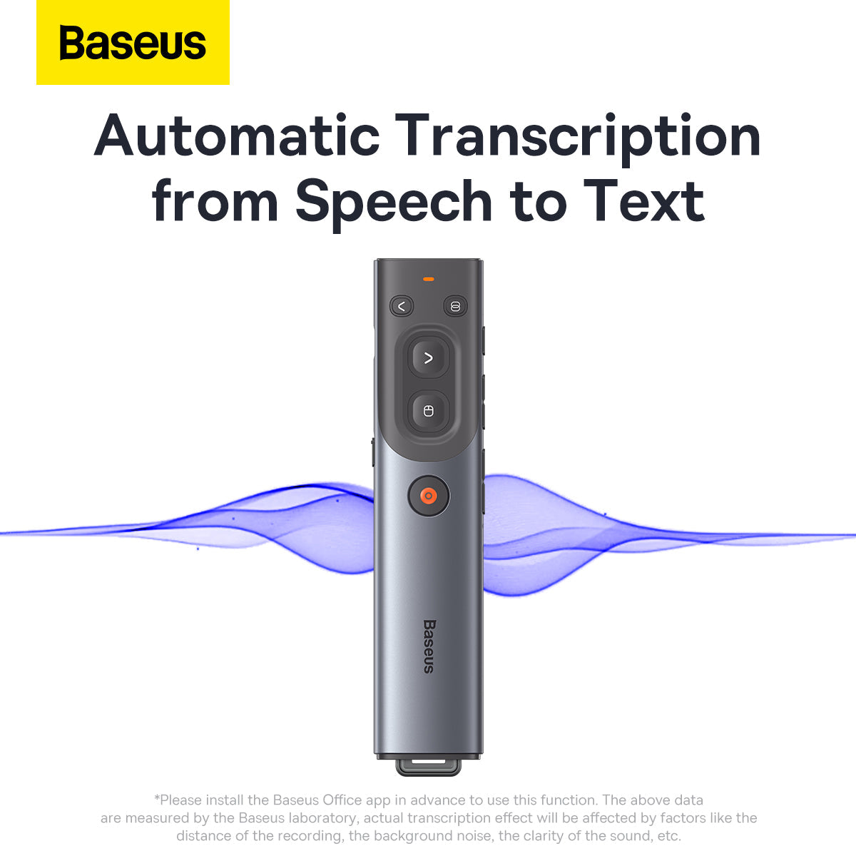 Baseus Orange Dot AI Wireless Presenter (Red Laser) Grey