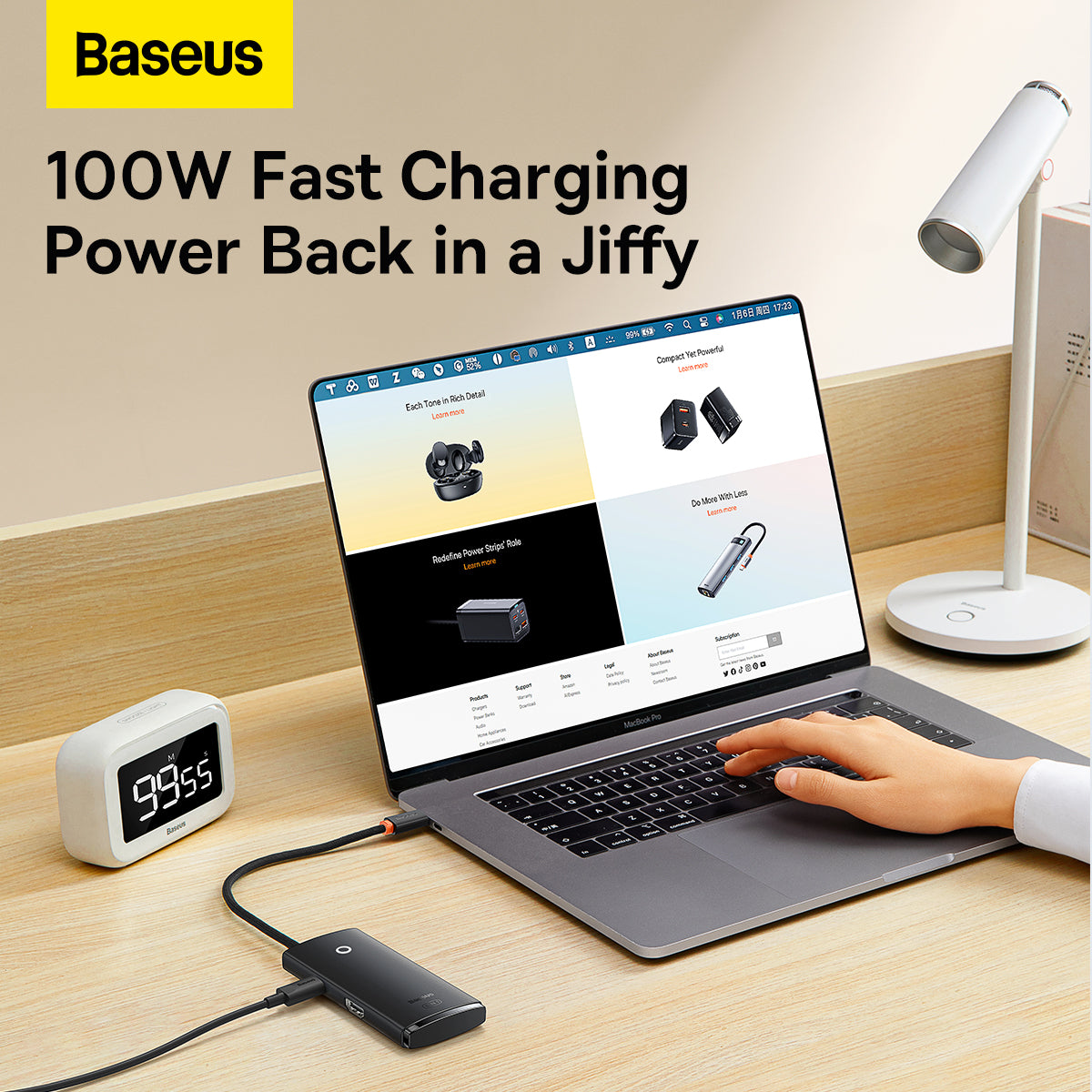 Baseus Lite Series 5 in 1 Type C To HDMI + USB3.0 * 3 + Type C PD Port Black