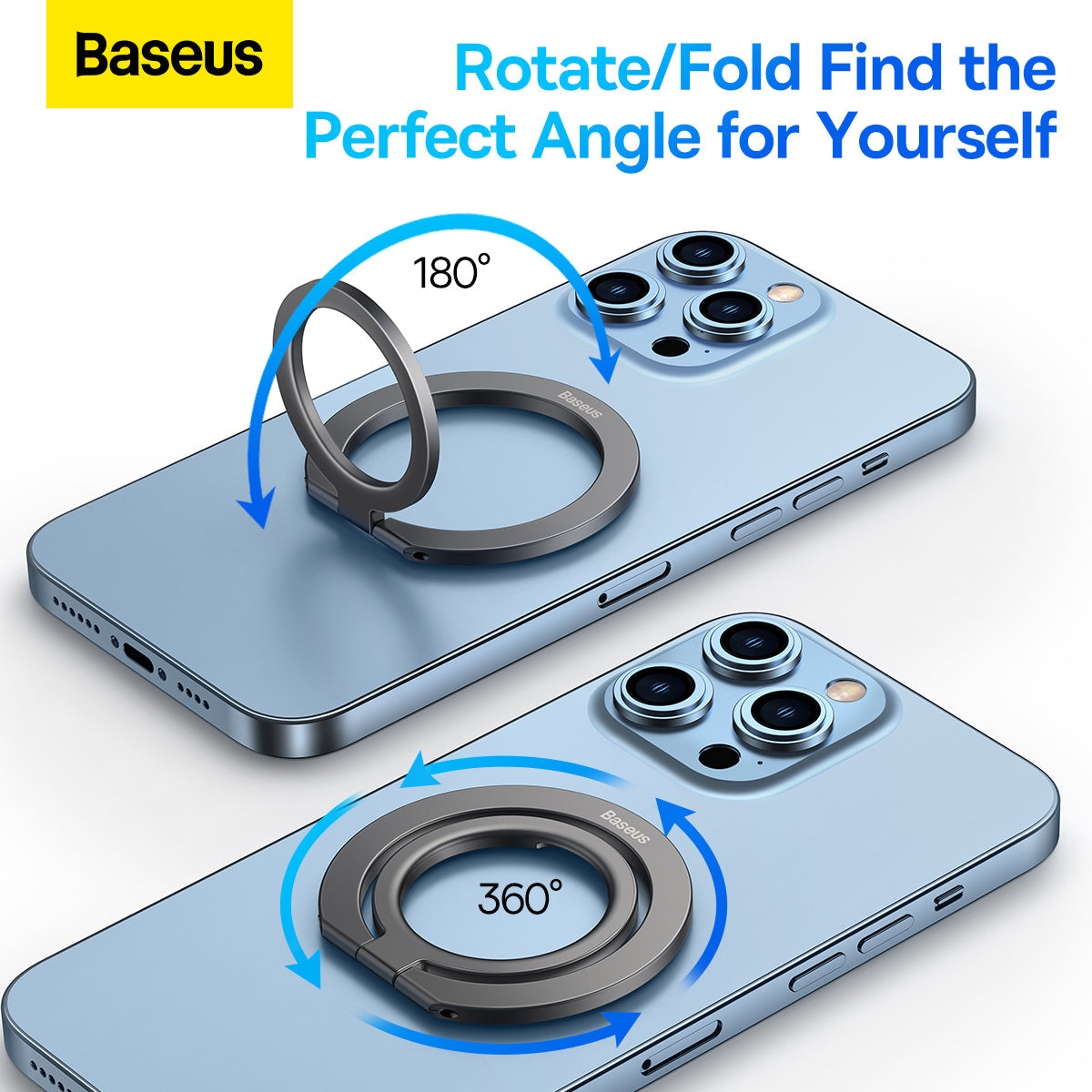 Baseus Halo Series Foldable Metal Ring Stand Single-Ring Grey