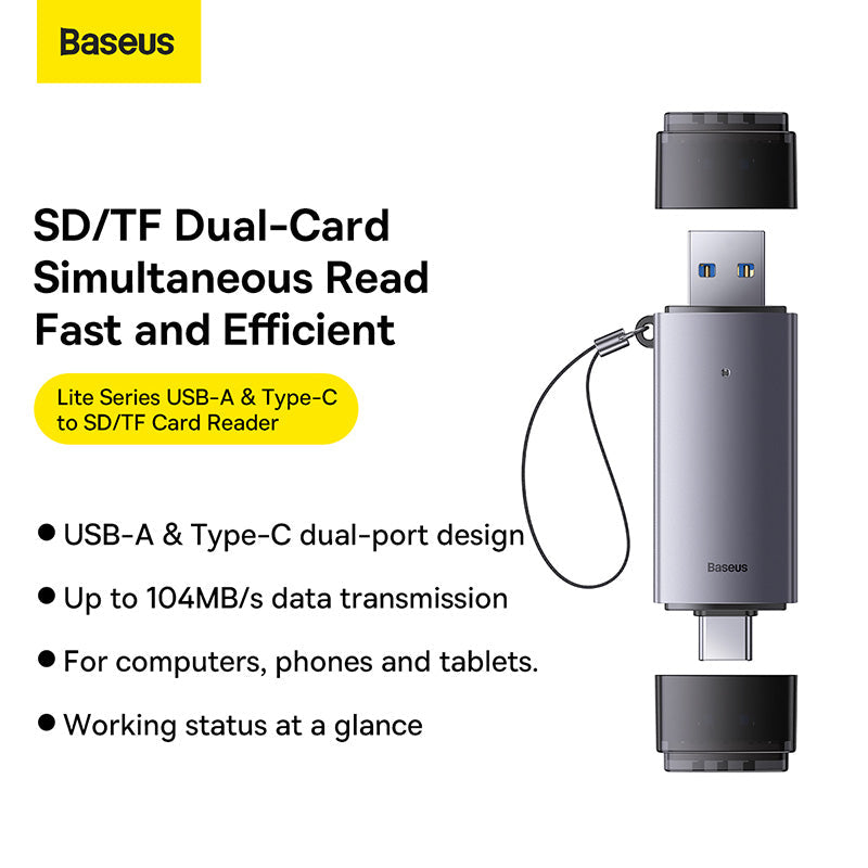 Baseus Lite Series USB-A & Type-C to SD/TF Card Reader