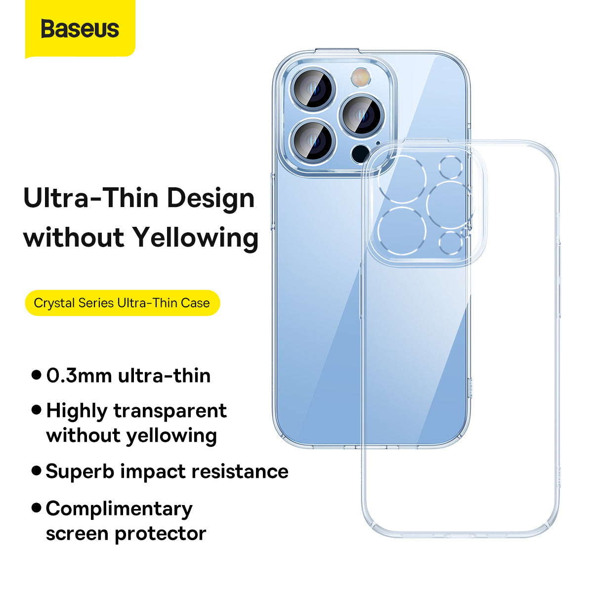 Baseus Crystal Ultra-Thin Case For 14 Pro 6.1-inch（Glass + Cleaning kit）