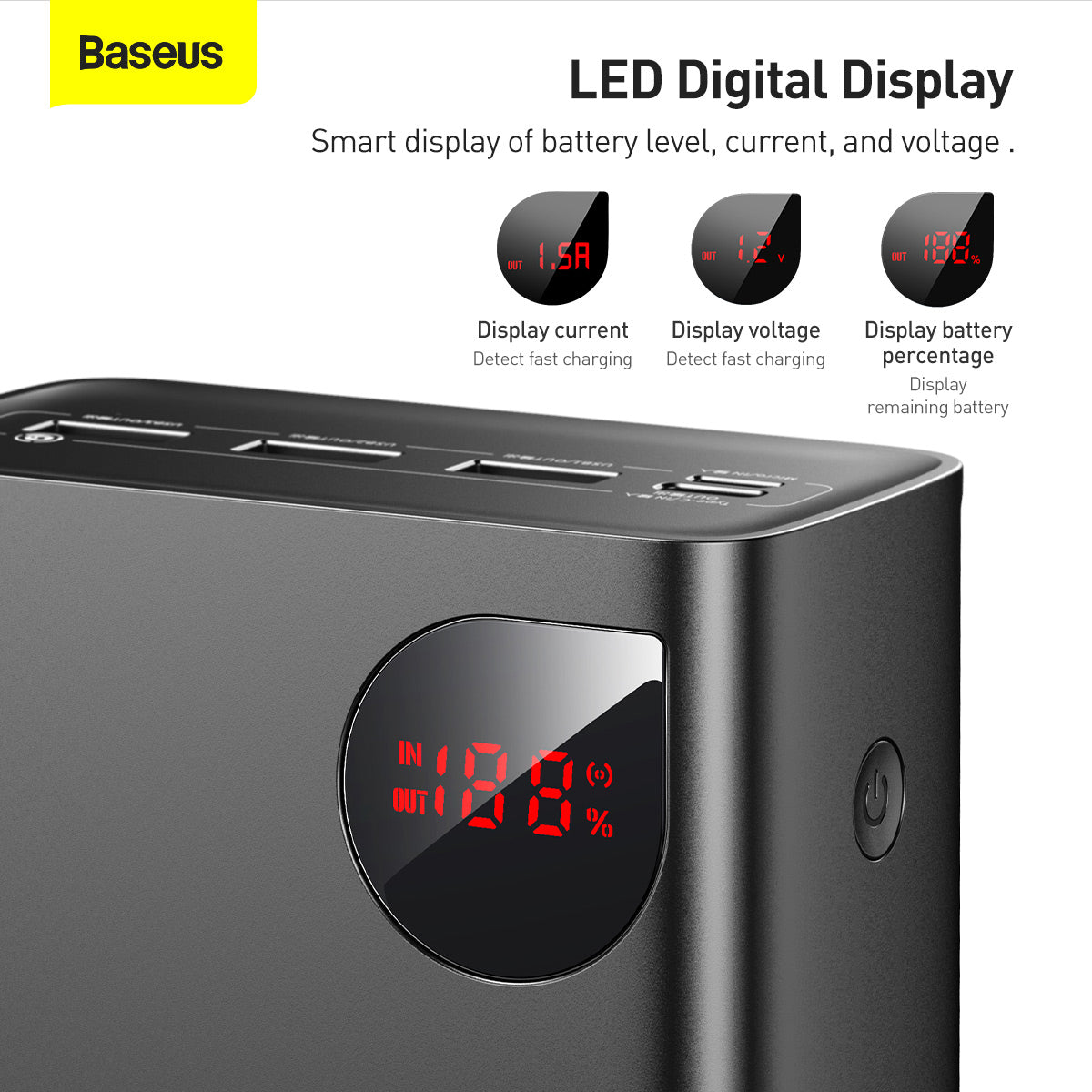 Baseus Adaman Metal Body Digital Display Quick Charge Power Bank 40000mAh 22.5W Black