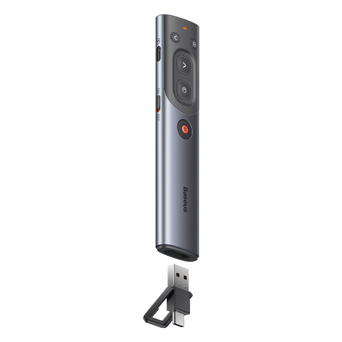 Baseus Orange Dot AI Wireless Presenter (Red Laser) Grey