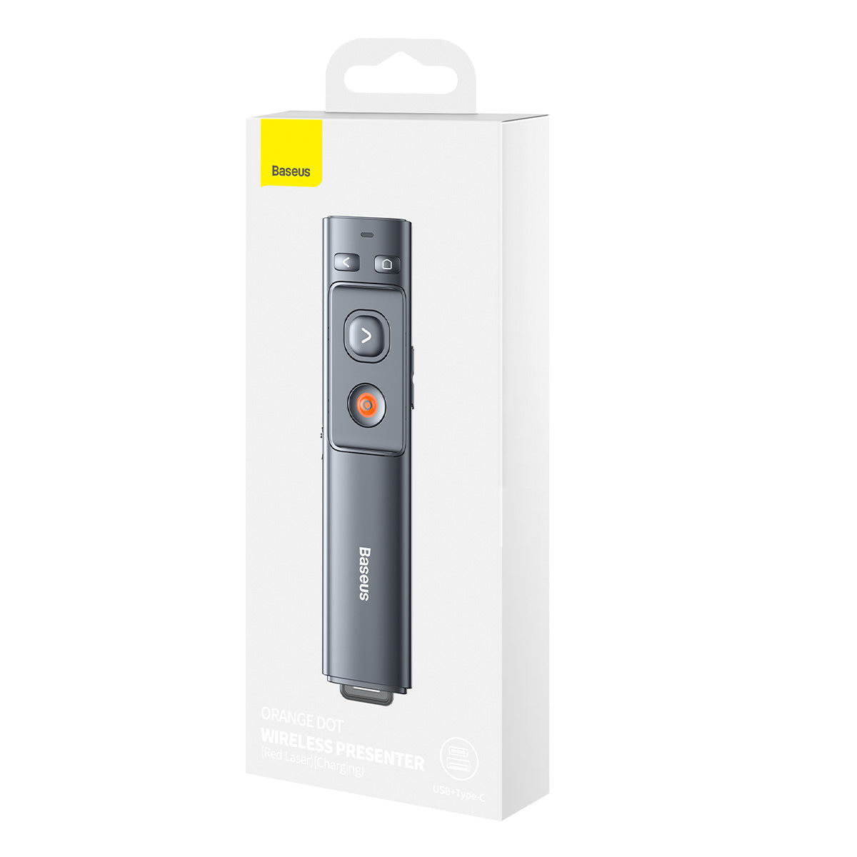 Baseus Orange Dot Wireless Presenter (Red Laser) Grey