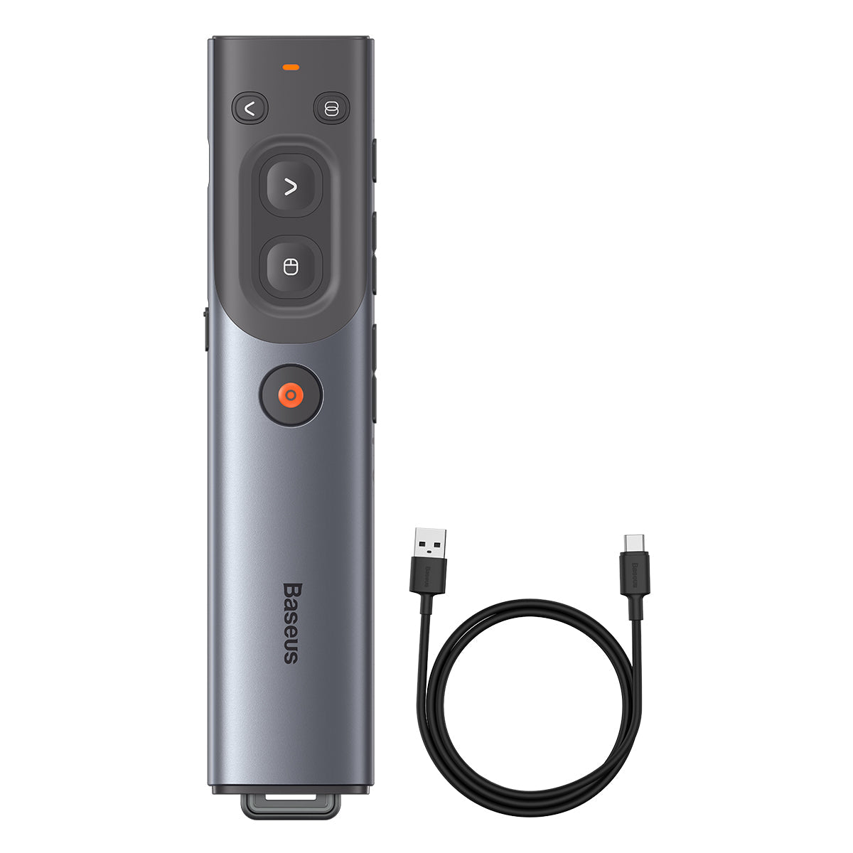 Baseus Orange Dot AI Wireless Presenter (Red Laser) Grey