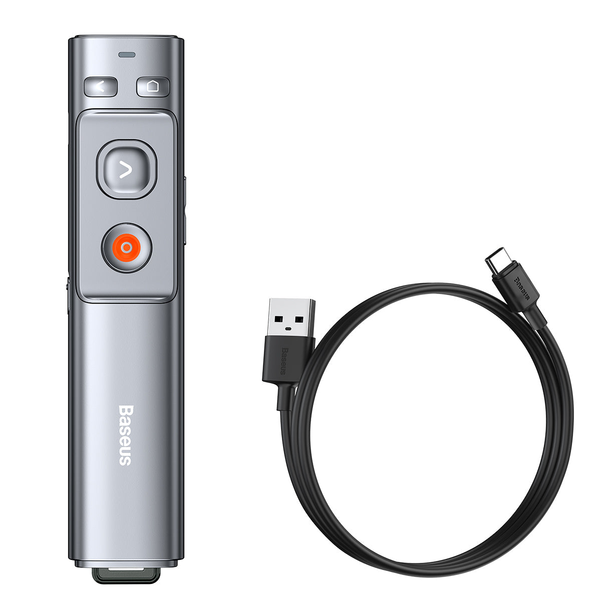 Baseus Orange Dot Wireless Presenter (Red Laser) Grey