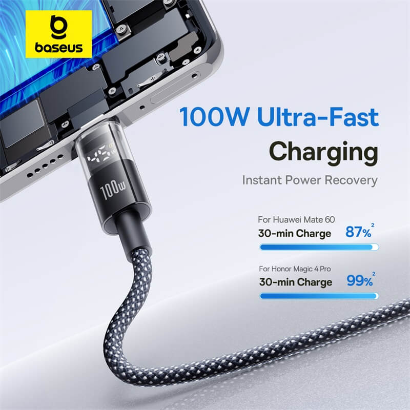 Baseus Display 2 Fast Charging Data Cable USB-A to USB-C 100W