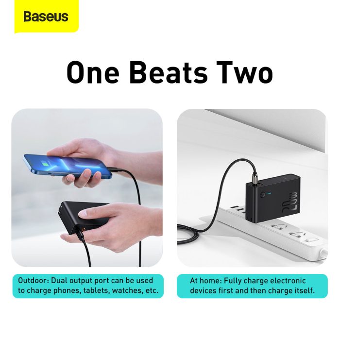 Baseus 20W Power Station 2 Power Bank Adapter 10000mAh CN Black