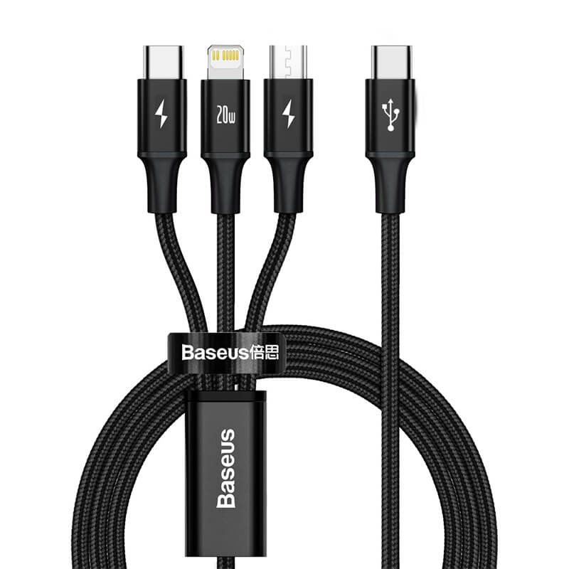 Baseus Rapid Series 3-in-1 Cable Type-C to M+L+C PD 20W