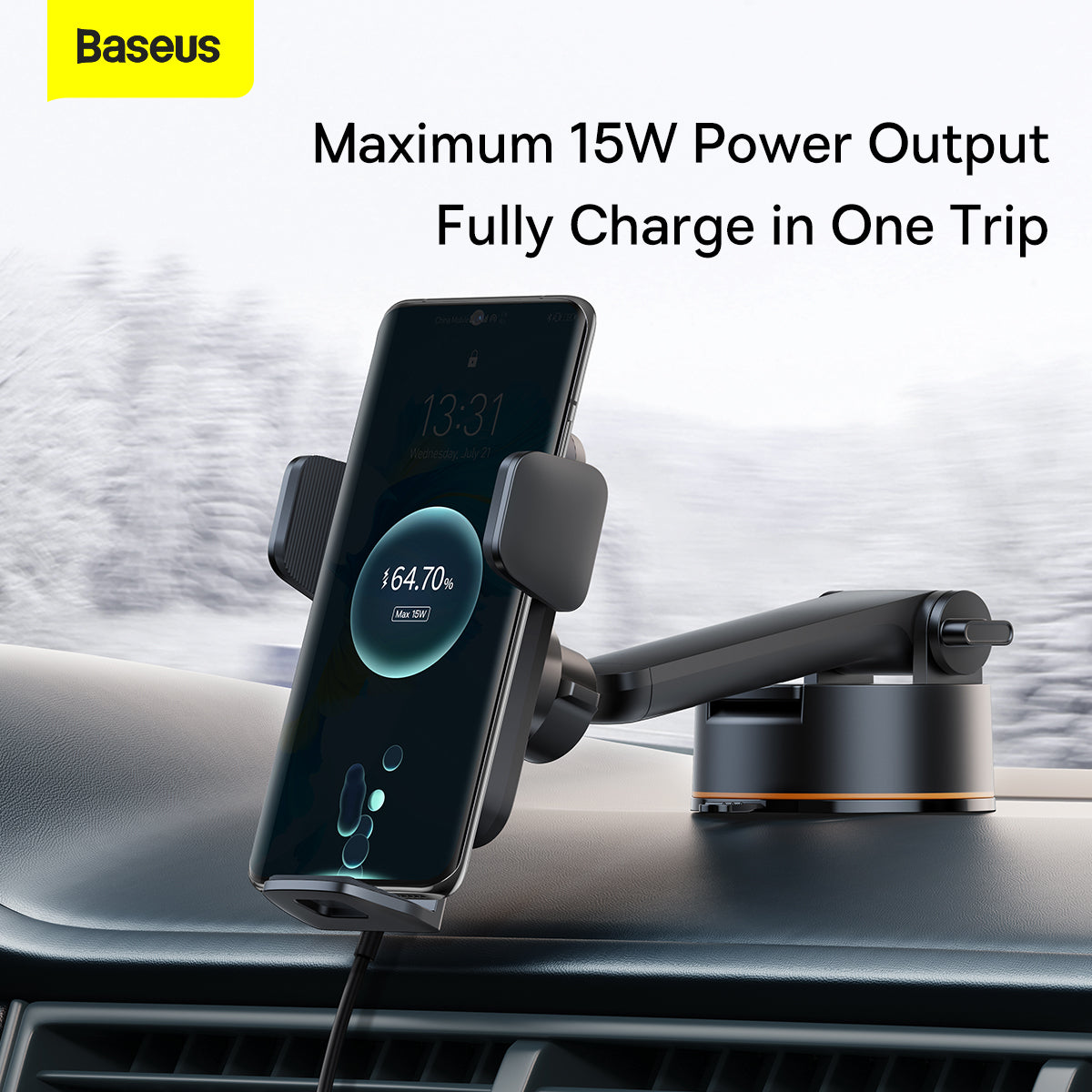 Baseus Wisdom Auto Allignment Car Mount Wireless Charger 15W