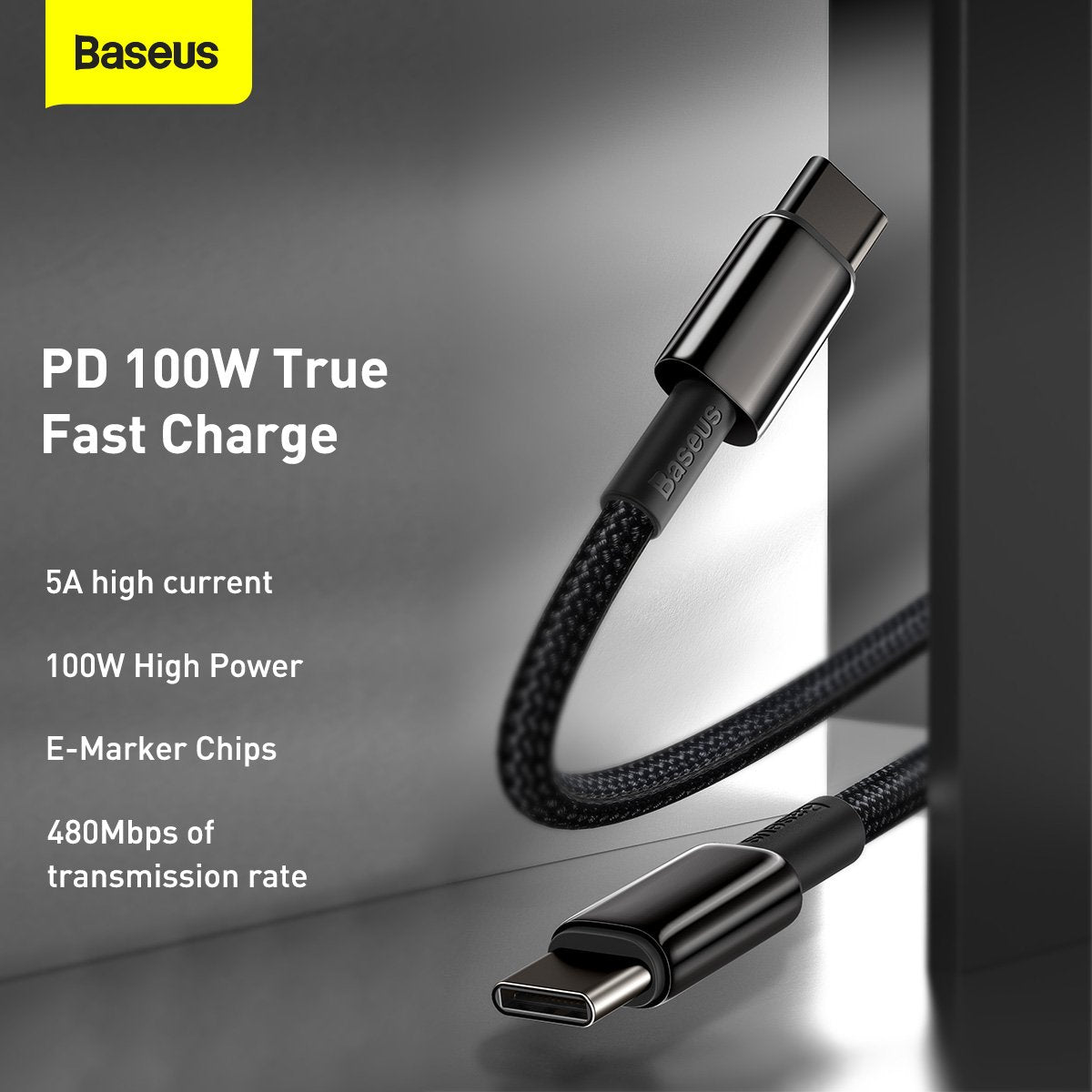 Baseus Tungsten Gold Fast Charging Data Cable Type-C to Type-C 100W