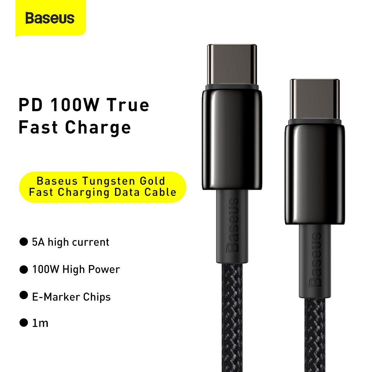 Baseus Tungsten Gold Fast Charging Data Cable Type-C to Type-C 100W