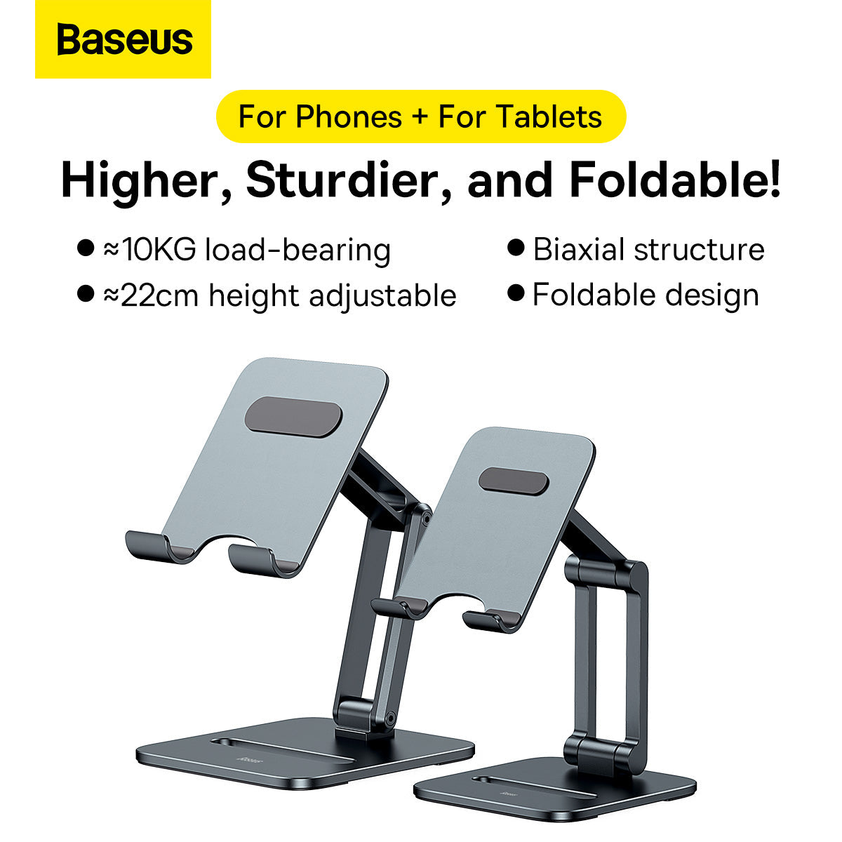 Baseus Desktop Biaxial Foldable Metal Stand (for Phones) Grey