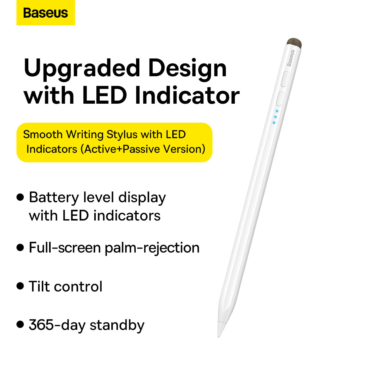 Baseus Smooth Writing Stylus with LED Indicators (Active+Passive version) White