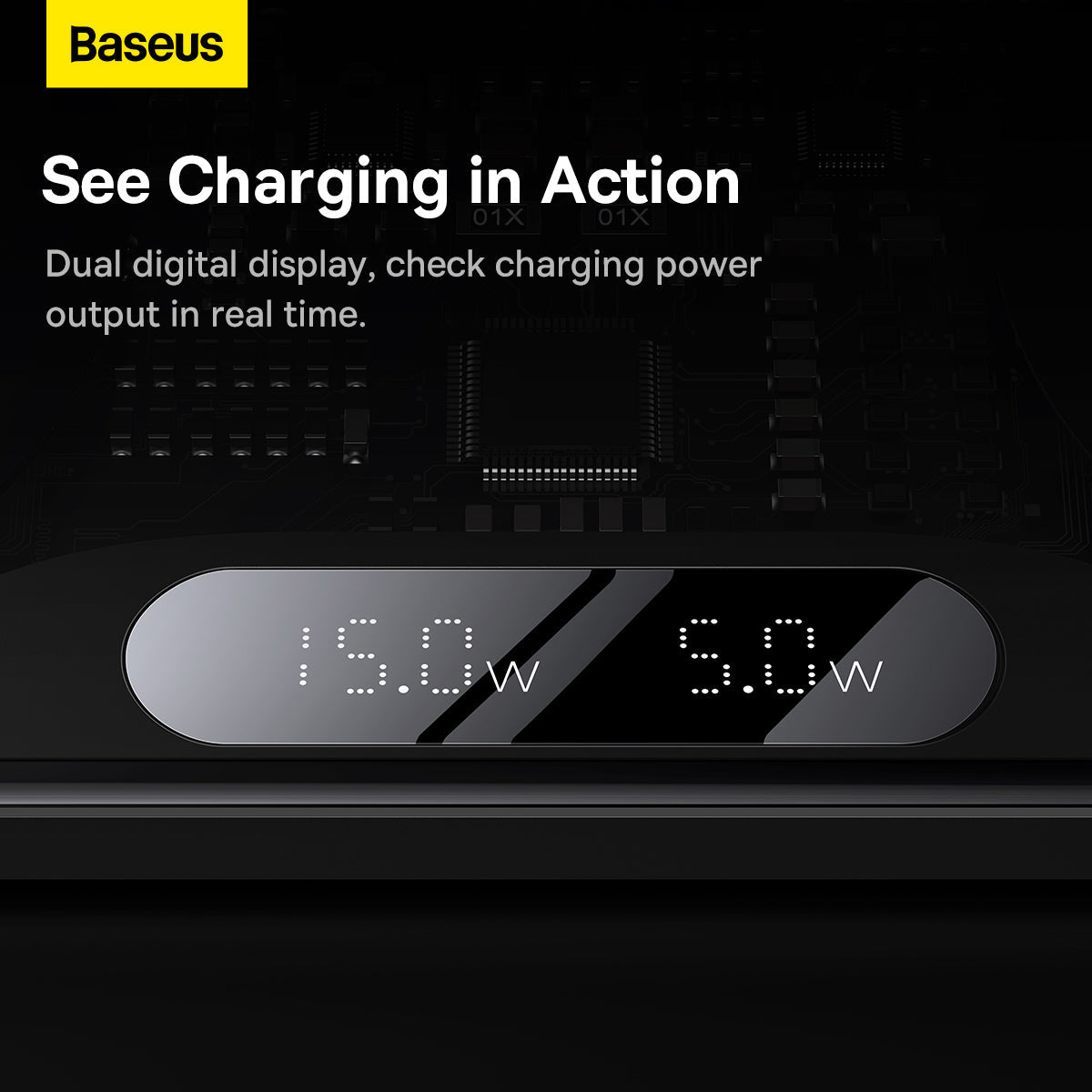 Baseus Digital LED Display 2 in 1 Wireless Charger 20W Black Universal