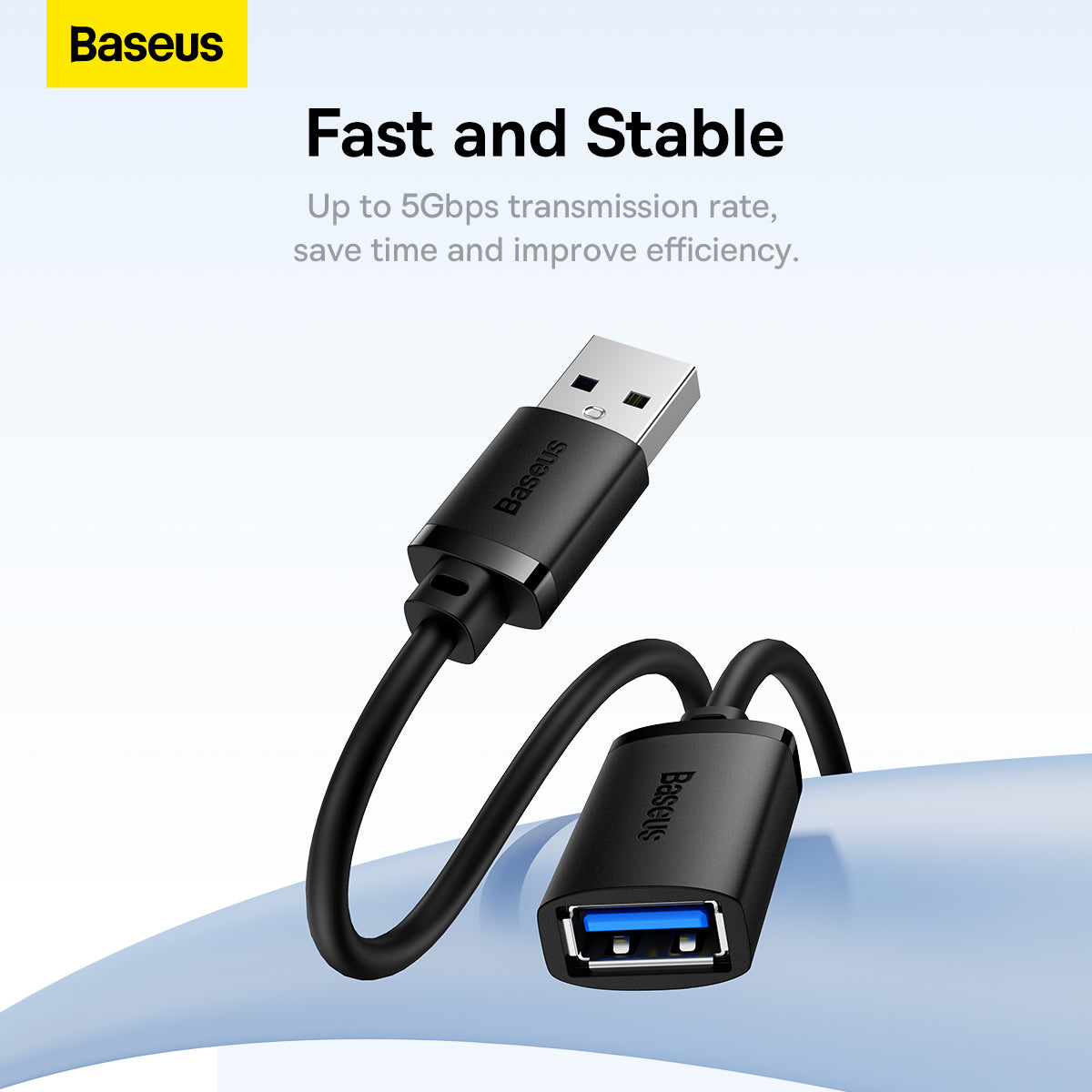 Baseus AirJoy Series USB3.0 Extension Cable Cluster Black