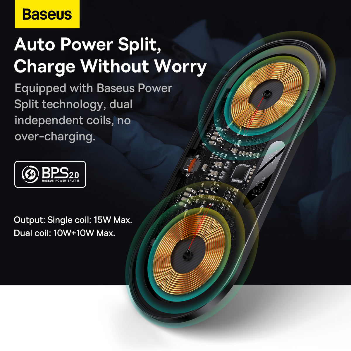 Baseus Digital LED Display 2 in 1 Wireless Charger 20W Black Universal