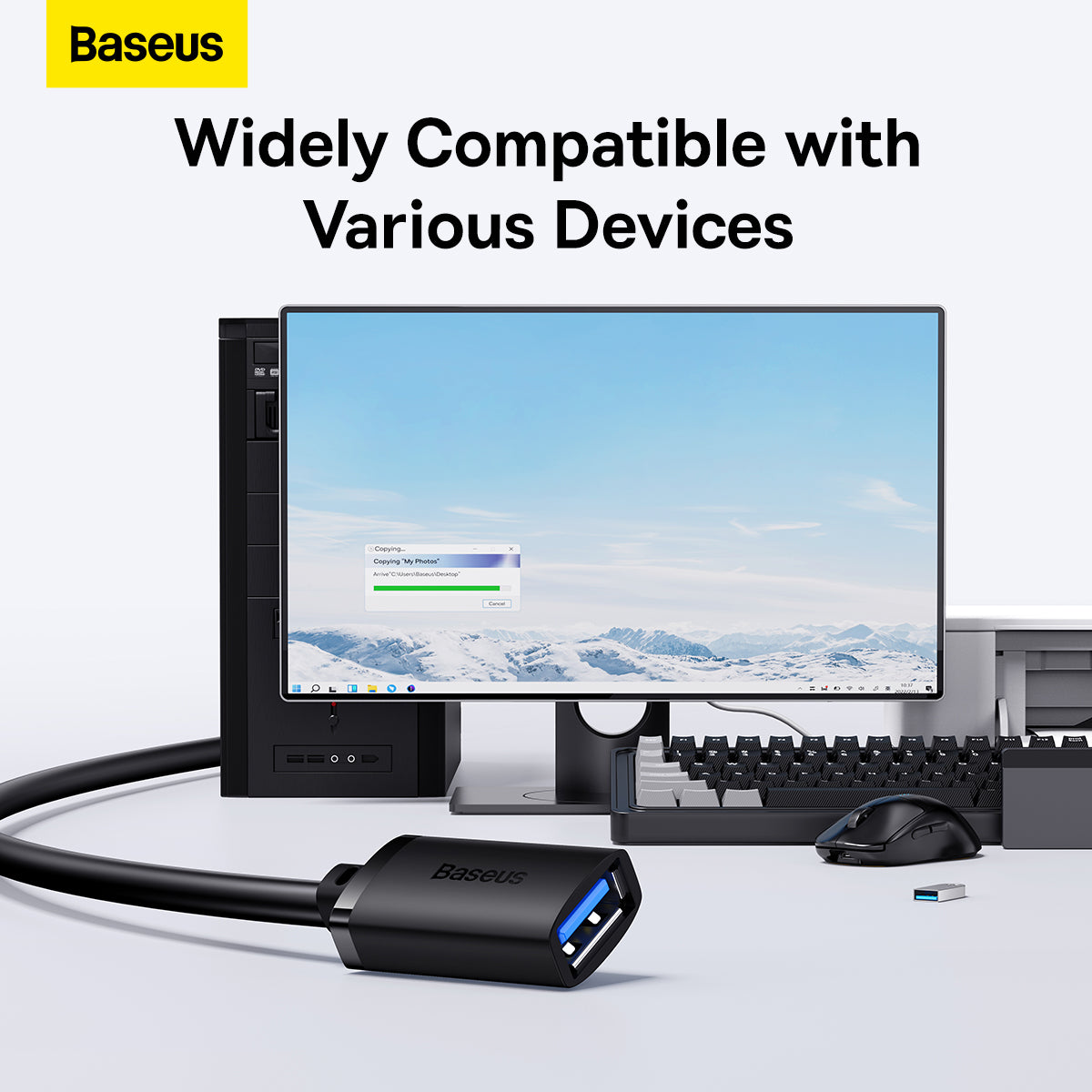 Baseus AirJoy Series USB3.0 Extension Cable Cluster Black