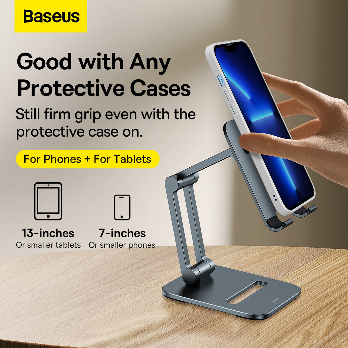 Baseus Desktop Biaxial Foldable Metal Stand (for Phones) Grey