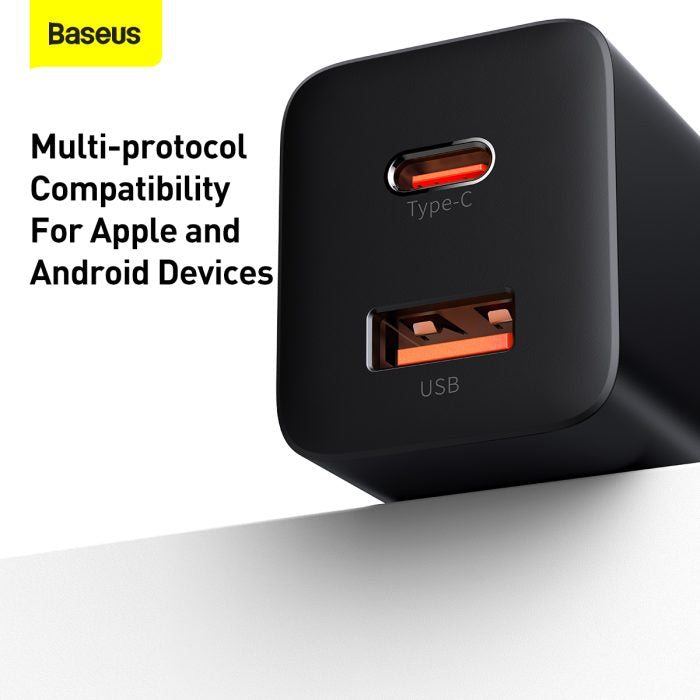 Baseus Super Si Pro Quick Charger Type C + USB 30W CN Black