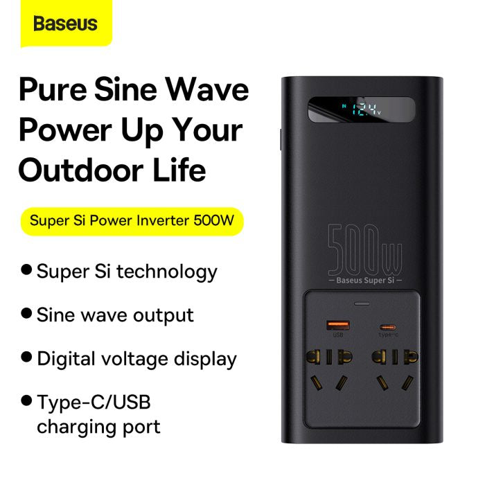 Baseus Super Si Power Inverter 500W (220V CN/EU ) Black