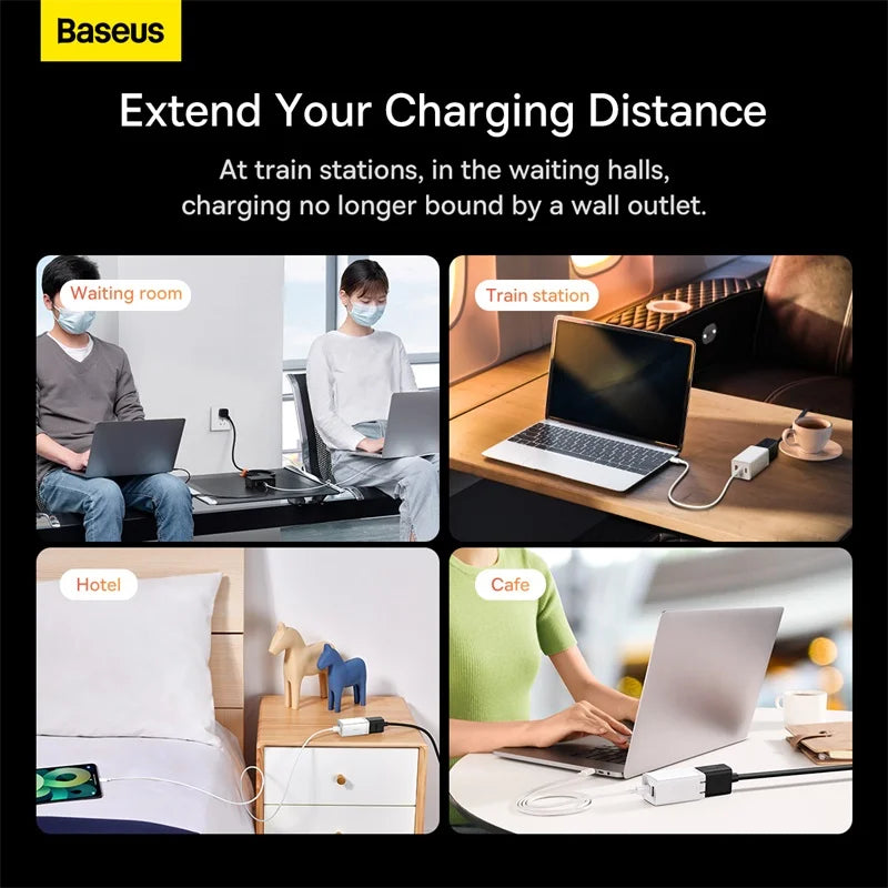 Baseus PowerCombo mini PowerStrip 1AC with 1.0m power cord US Black (Including EU and UK plug adapters)