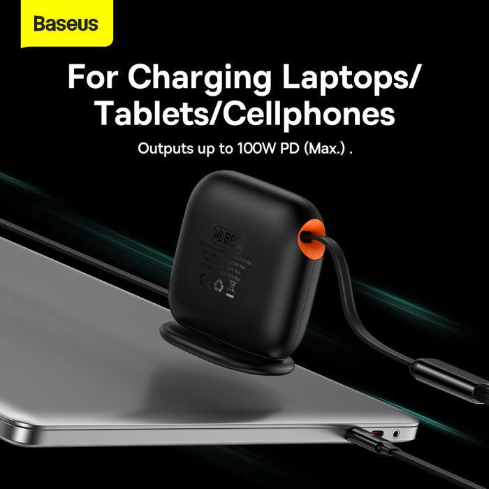 Baseus Traction Series Retractable 3 in 1 Fast Charging Cable Desktop Organizer Type-C to M+L+C 100W 1.7m Black