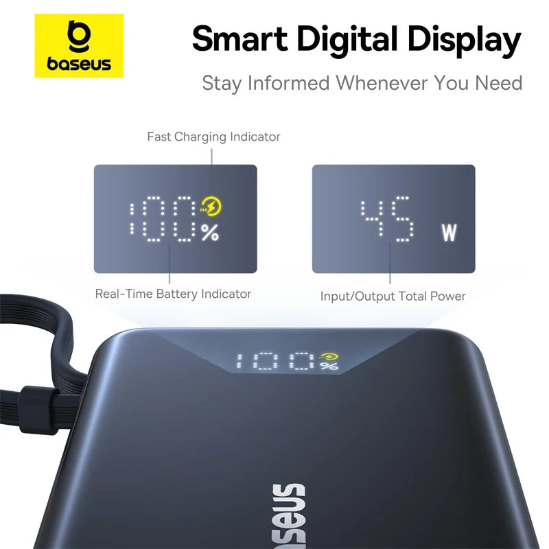 Baseus PicoGo Digital Display Power Bank 10000mAh 45W Cosmic Black