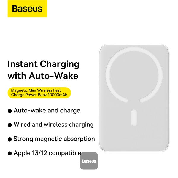 Baseus Magnetic Mini Wireless Fast Charge Power Bank 10000mAh 20W White