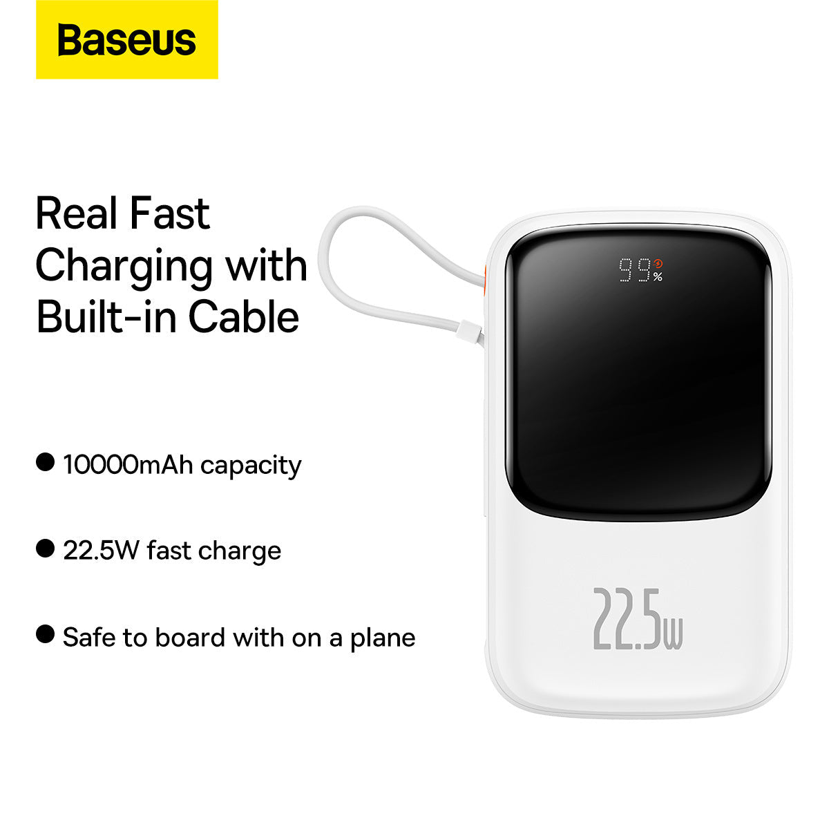 Baseus Qpow Pro Digital Display Fast Charge Power Bank 10000mAh 22.5W Type-C Edition Black/White