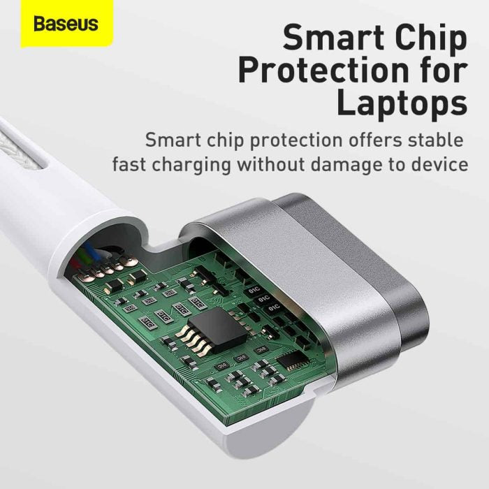 Baseus Zinc Magnetic Series iPhone Laptop Charging Cable Type C to L shaped Port 60W 2M White