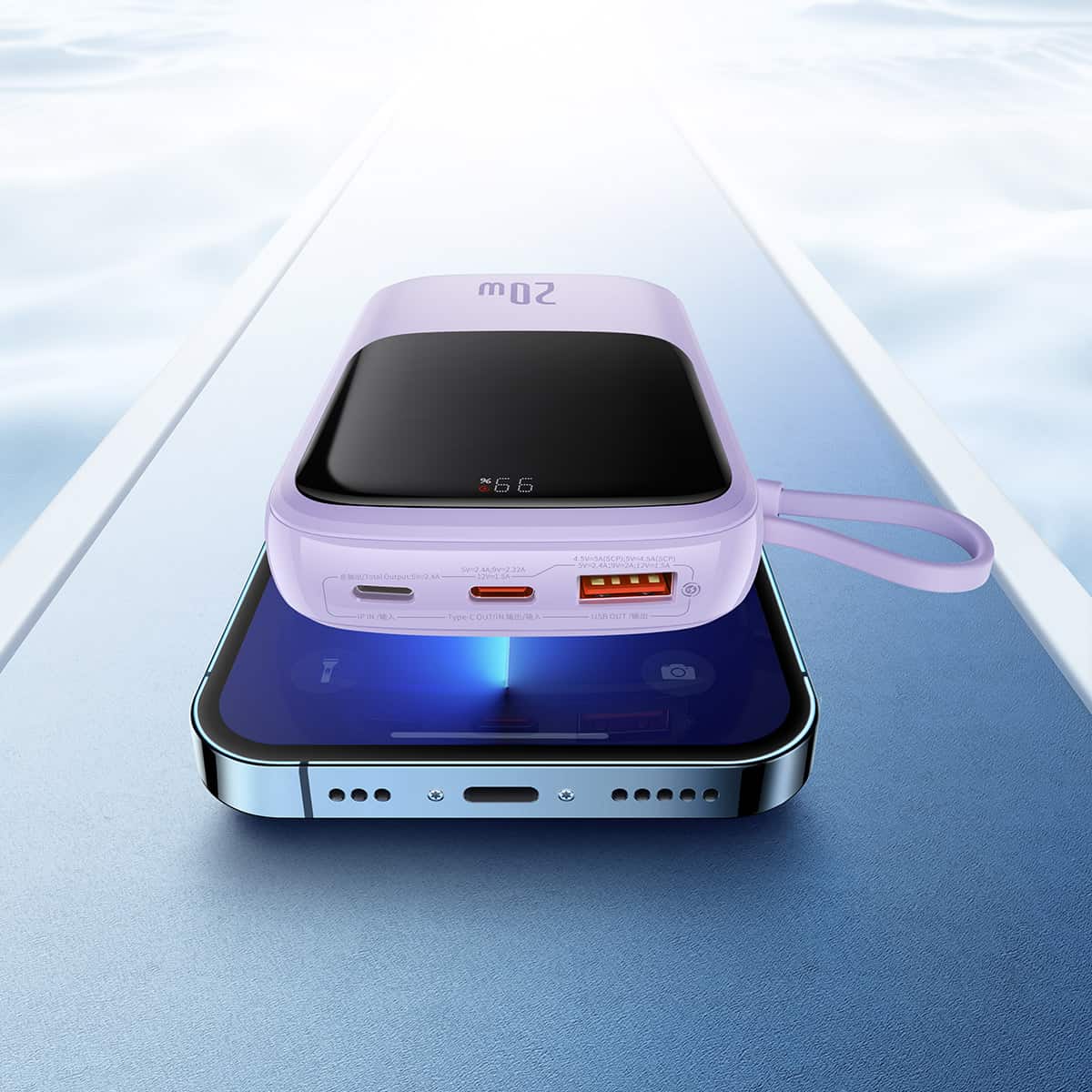 Baseus Qpow Pro Digital Display Fast Charge Power Bank 10000mAh 20W iP Edition Purple