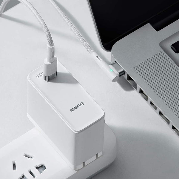 Baseus Zinc Magnetic Series iPhone Laptop Charging Cable Type C to L shaped Port 60W 2M White