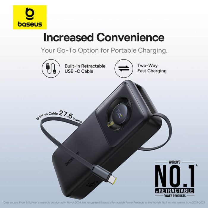 Baseus Free2Pull Power Bank with Retractable Cable 20000mAh 65W